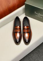 Berluti Black and brown calfskin Leather Shoes-Berluti Man Business Leather Shoes